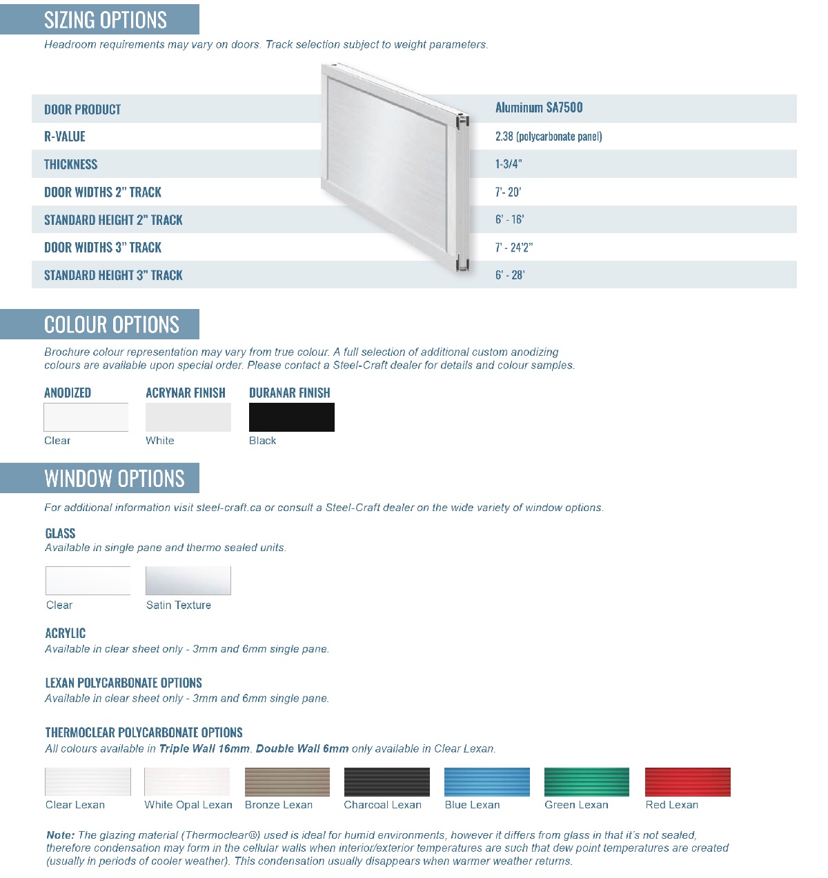 Steel-Craft SA7500 Aluminum Overhead Door